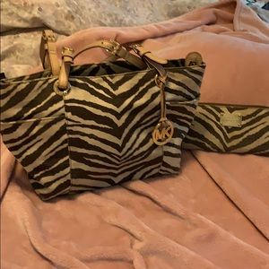 Zebra strip Michael kors bag and wallet